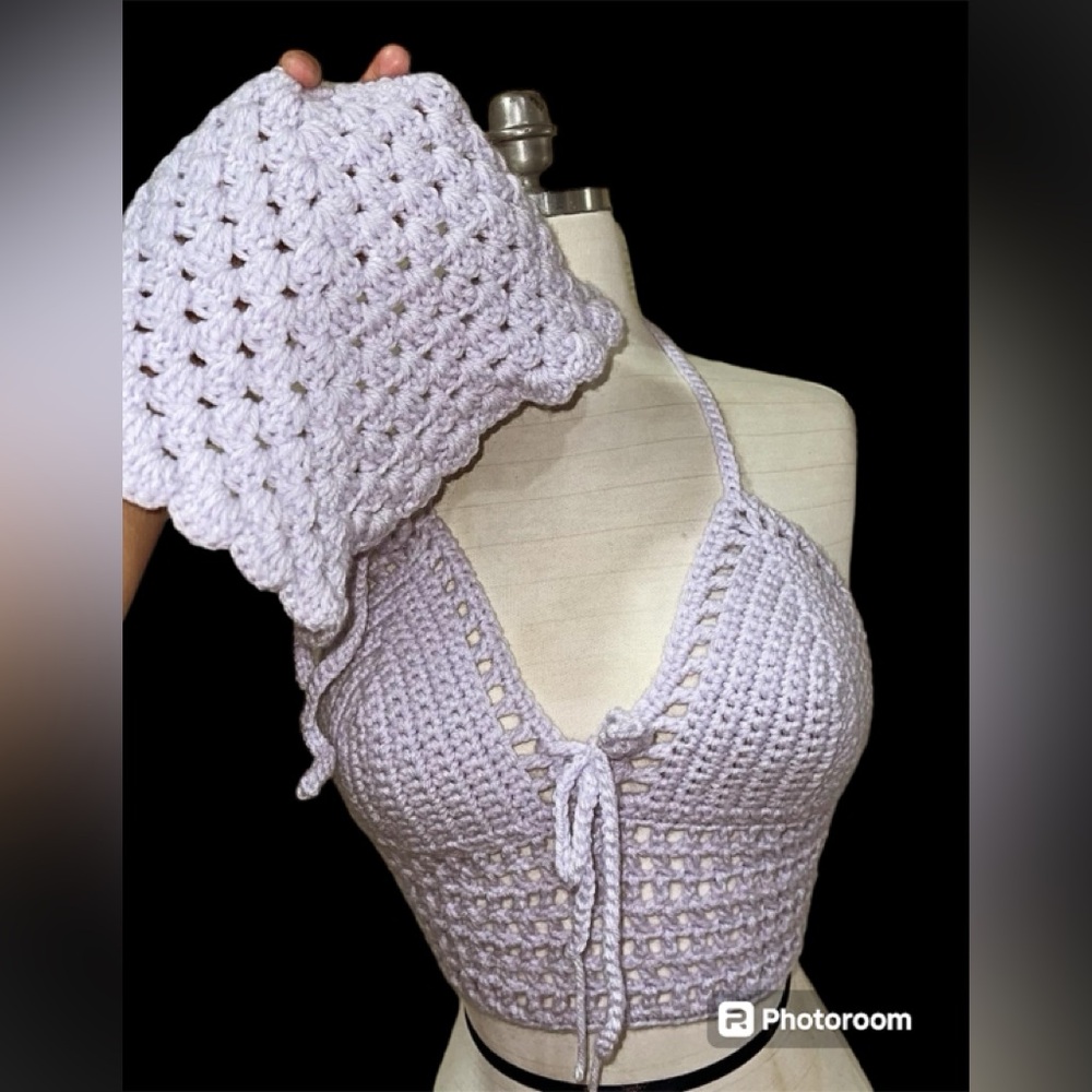 Crochet crop top + bandana